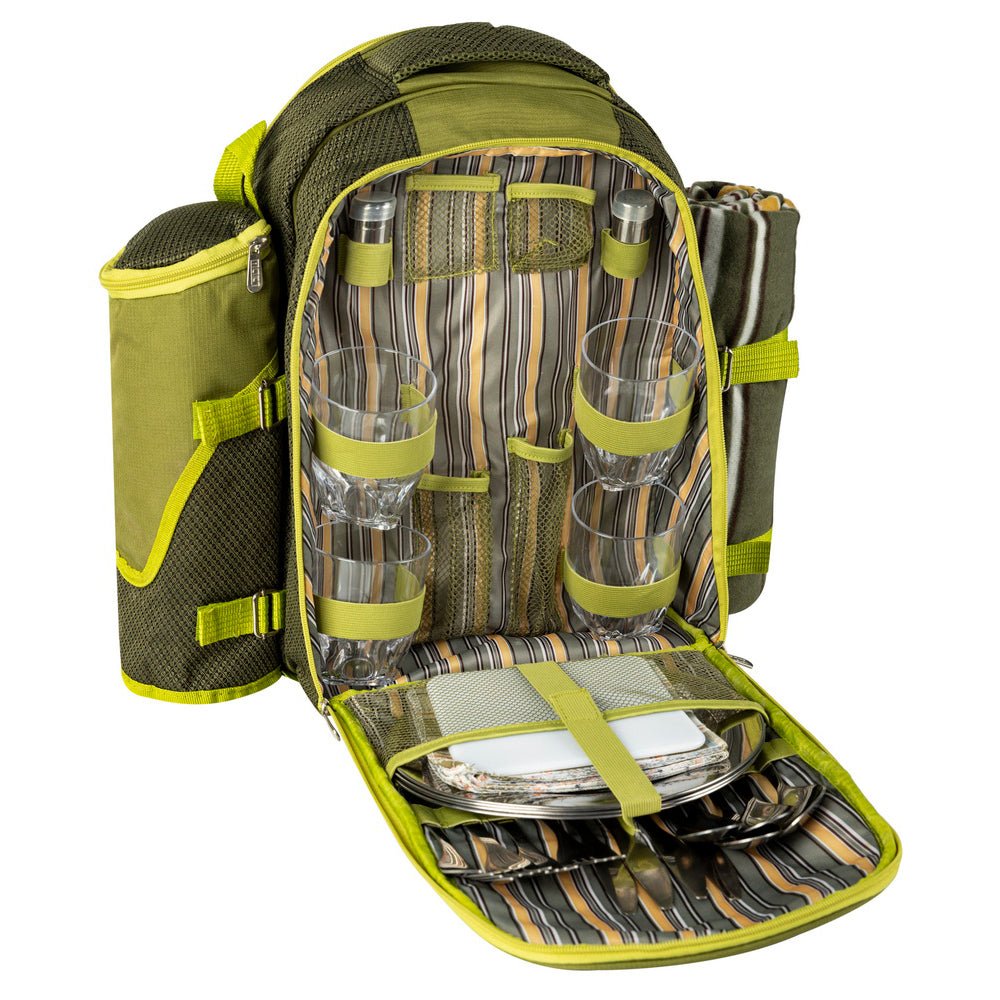 4 Person Picnic Blanket Backpack Set