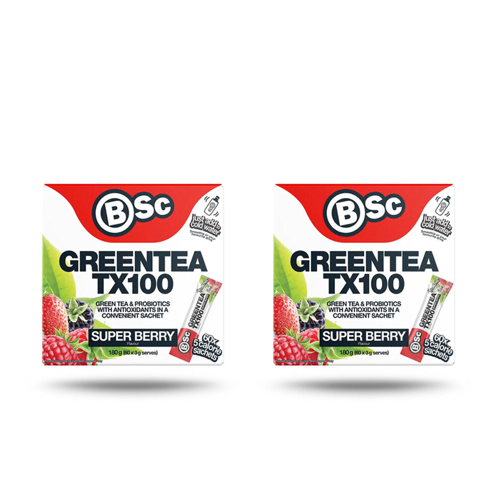 2PK BSc Green Tea TX100 Probiotic Antioxidant 60x 3g Sachets 180g Super Berry