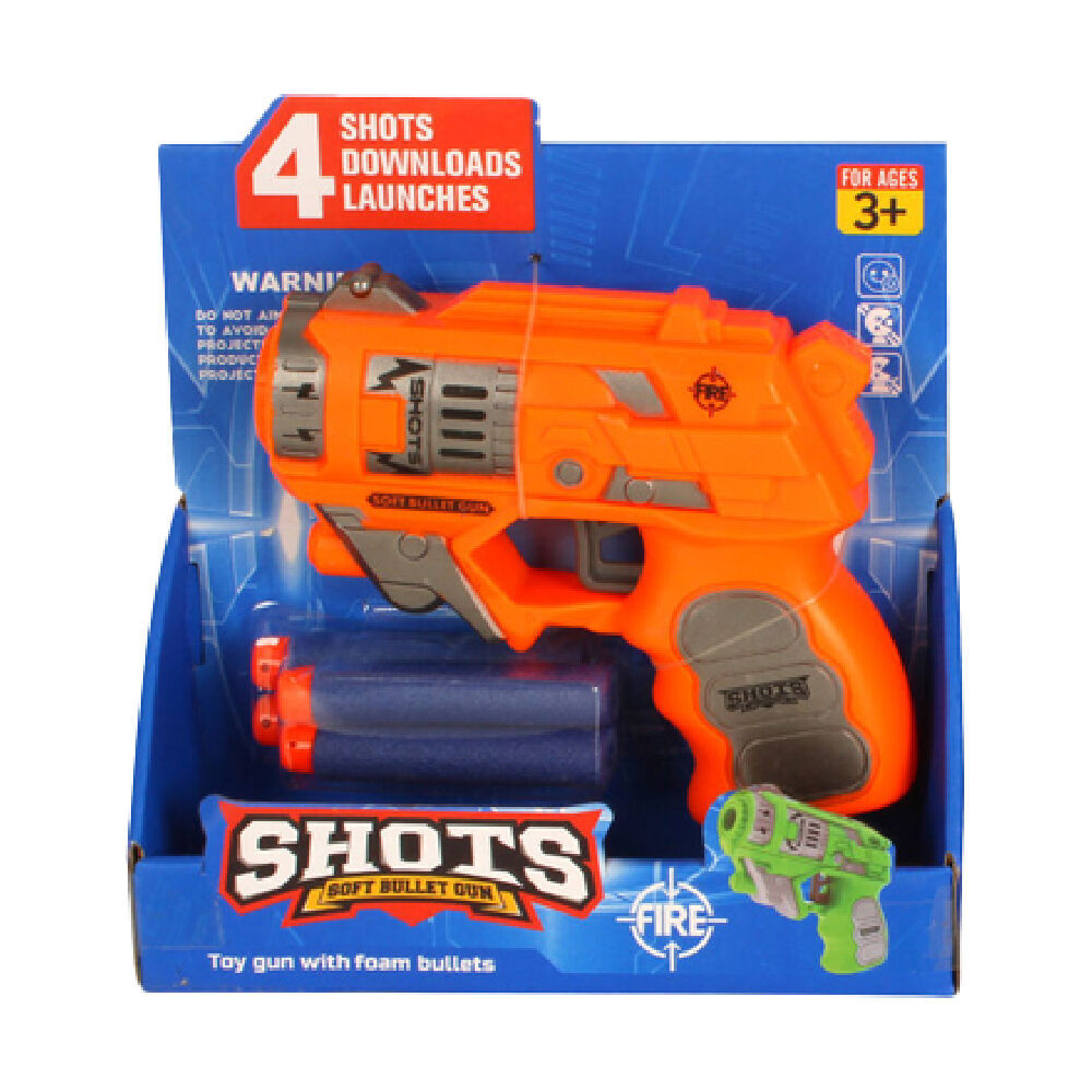 3PK Razoo Shots Toy Gun With Foam Soft Bullets 3Y+ 17x16cm Assorted