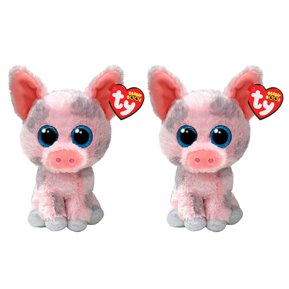 2PK Ty Beanie Boos Hambone Pink Pig Plush Toy 15.5cm Regular 3y+