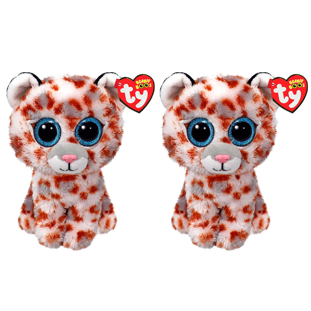 2PK Ty Beanie Boos Coco Leopard White Plush Toy 15.5cm Regular 3y+