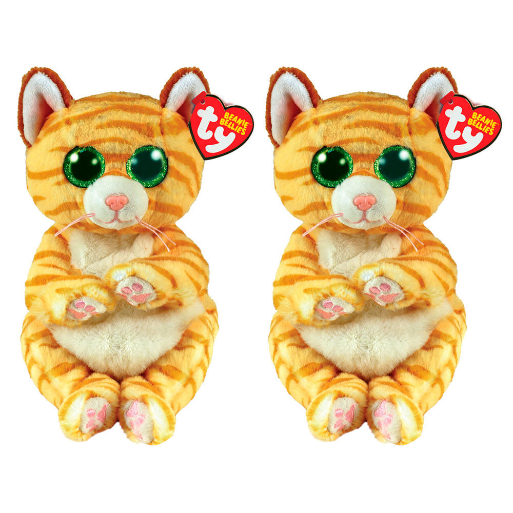 2PK Ty Beanie Bellies Mango Gold Cat Plush Toy 20cm Regular 3y+