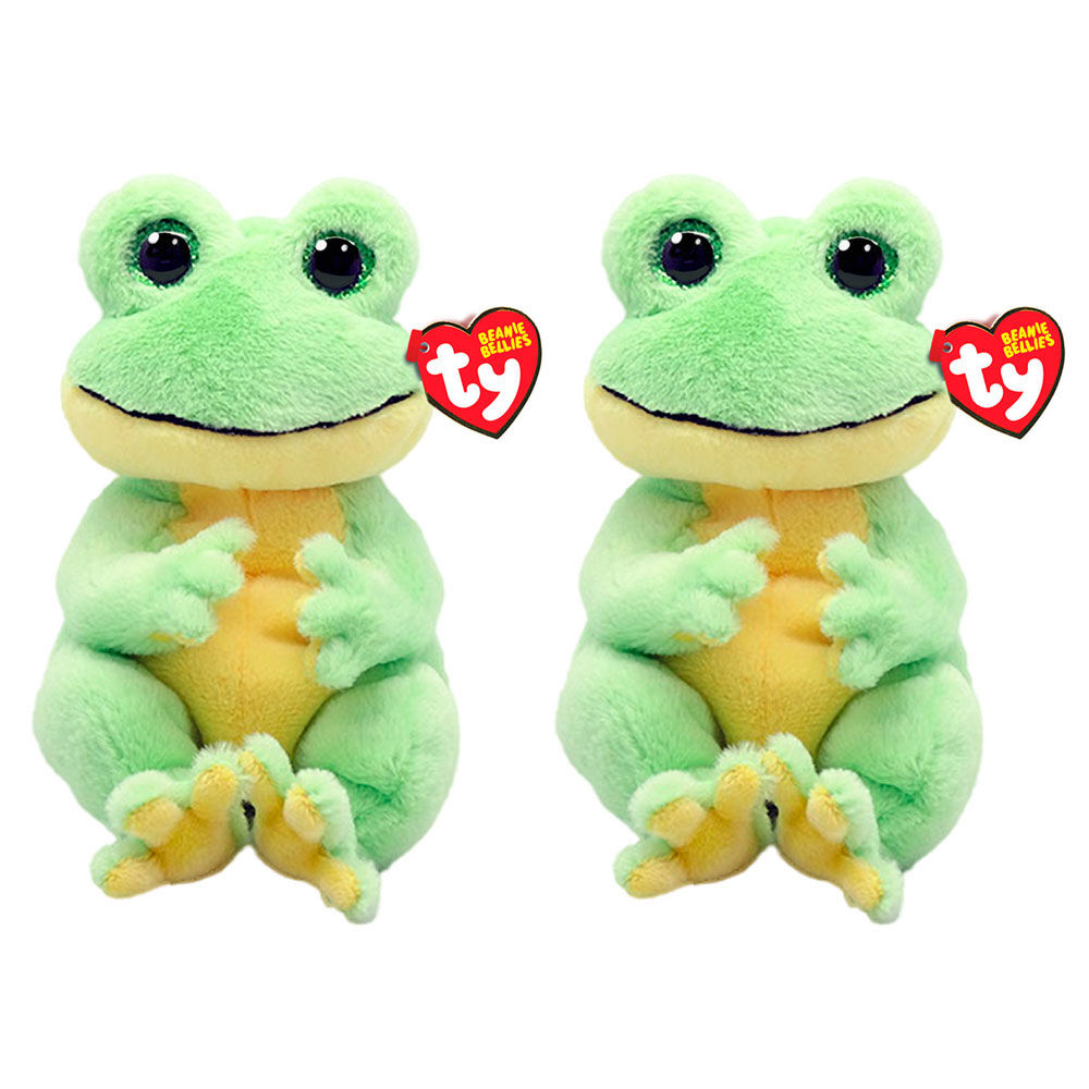 2PK Ty Beanie Bellies Snapper Green Frog Plush Toy 20cm Regular 3y+