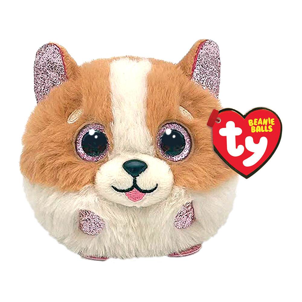 TY Beanies Tanner Brown/White Dog Kids/Children Plush Toy Ball 9cm 3y+