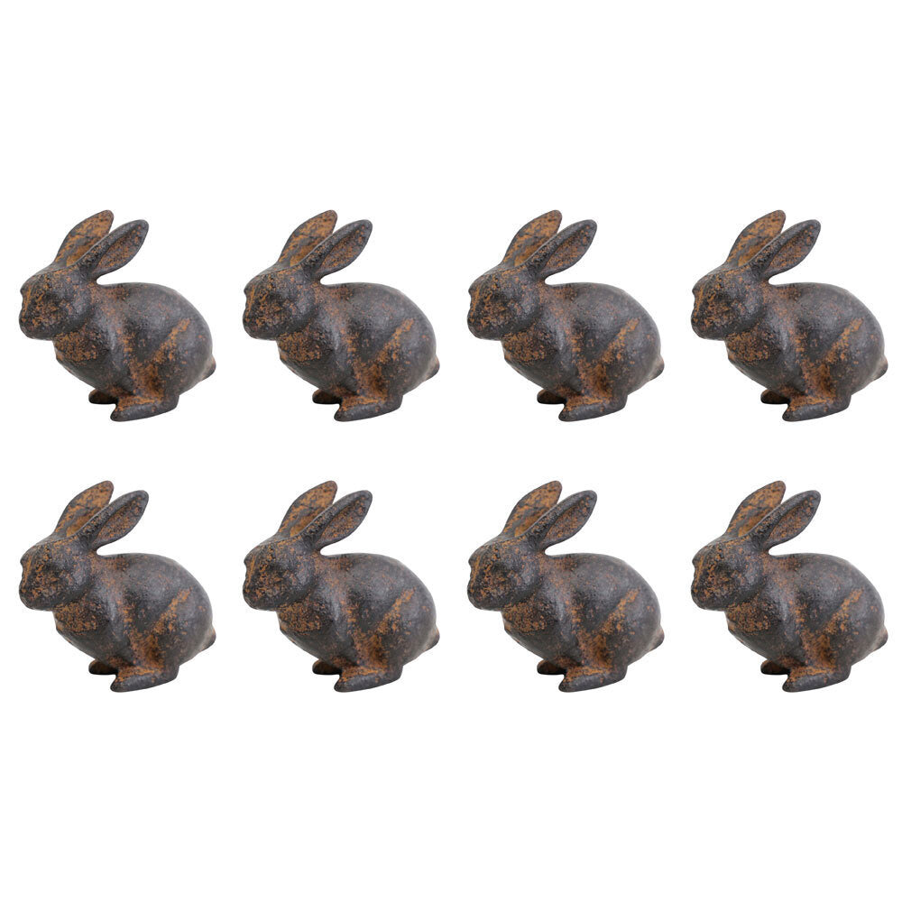 8PK LVD Metal Rabbit Sculpture Home/Office Decor 6.35cm Dark