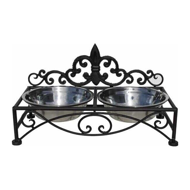LVD Metal Decorative Fido Raised Dog Feeding Bowls 35x20cm Black