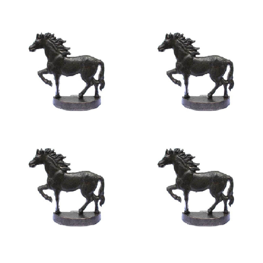 4PK LVD Metal Doorstop Horse Trot Sculpture Home Decor 18cm Black