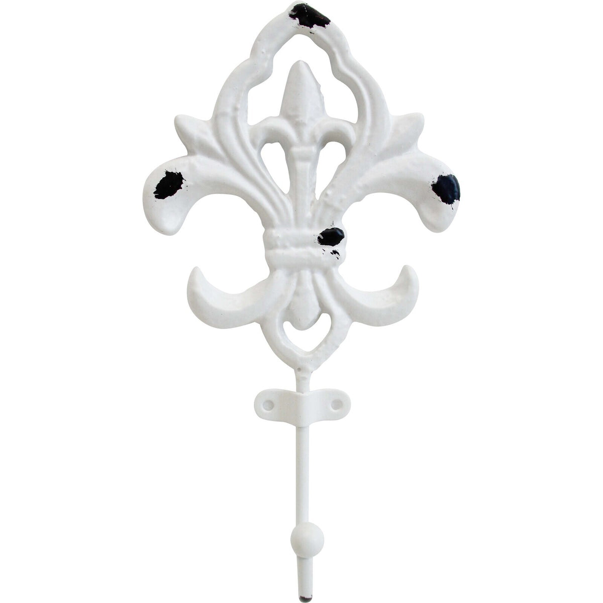 2PK LVD Hook Floral Metal 19cm Wall Hanging Organiser - White