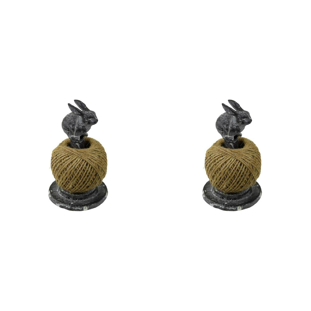 2PK LVD Metal String Holder Rabbit Sculpture Home/Office Decor 17cm