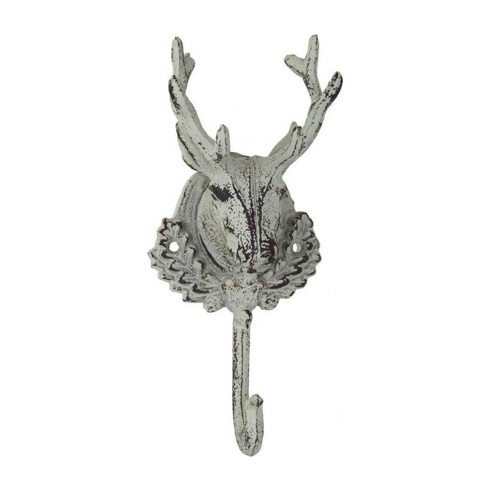 4PK LVD Metal Decorative Hook Antique Deer Home Decor 22cm - White