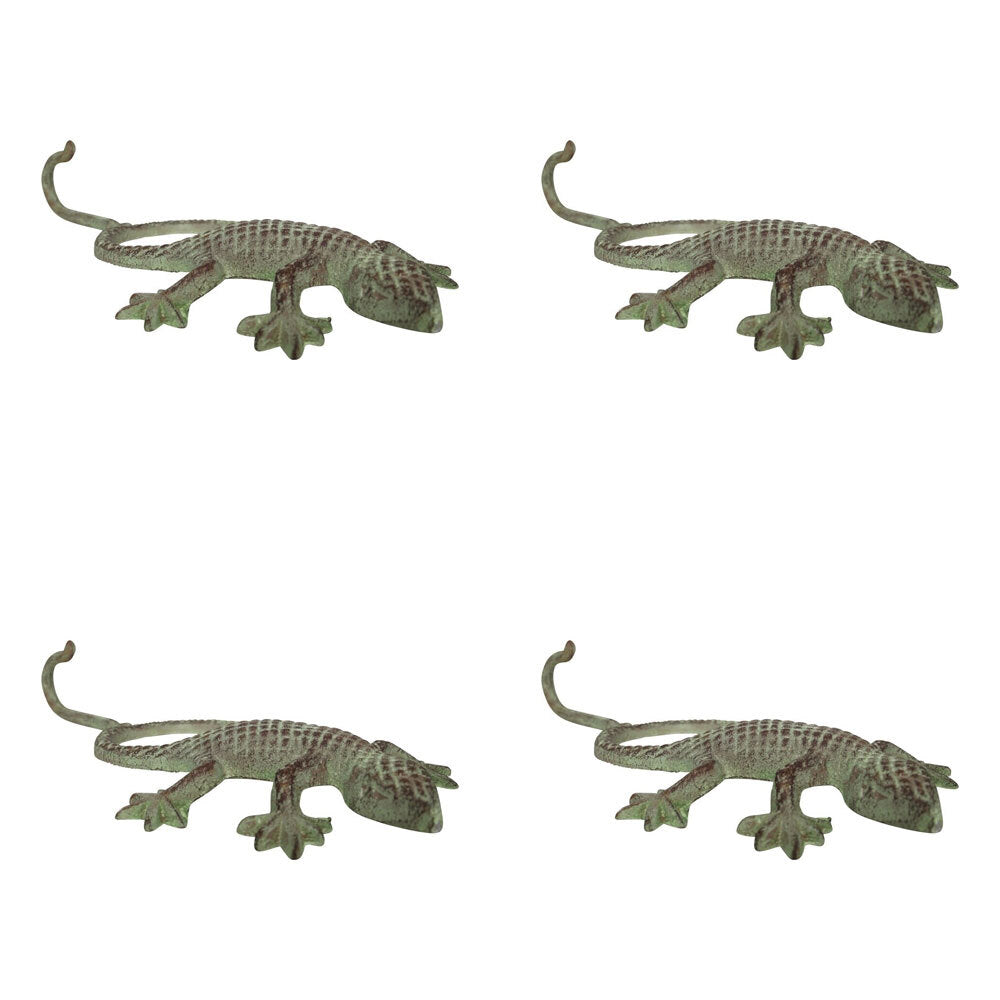 4PK LVD Metal Decorative Hook Cute Lizard Home Decor 23cm - Green