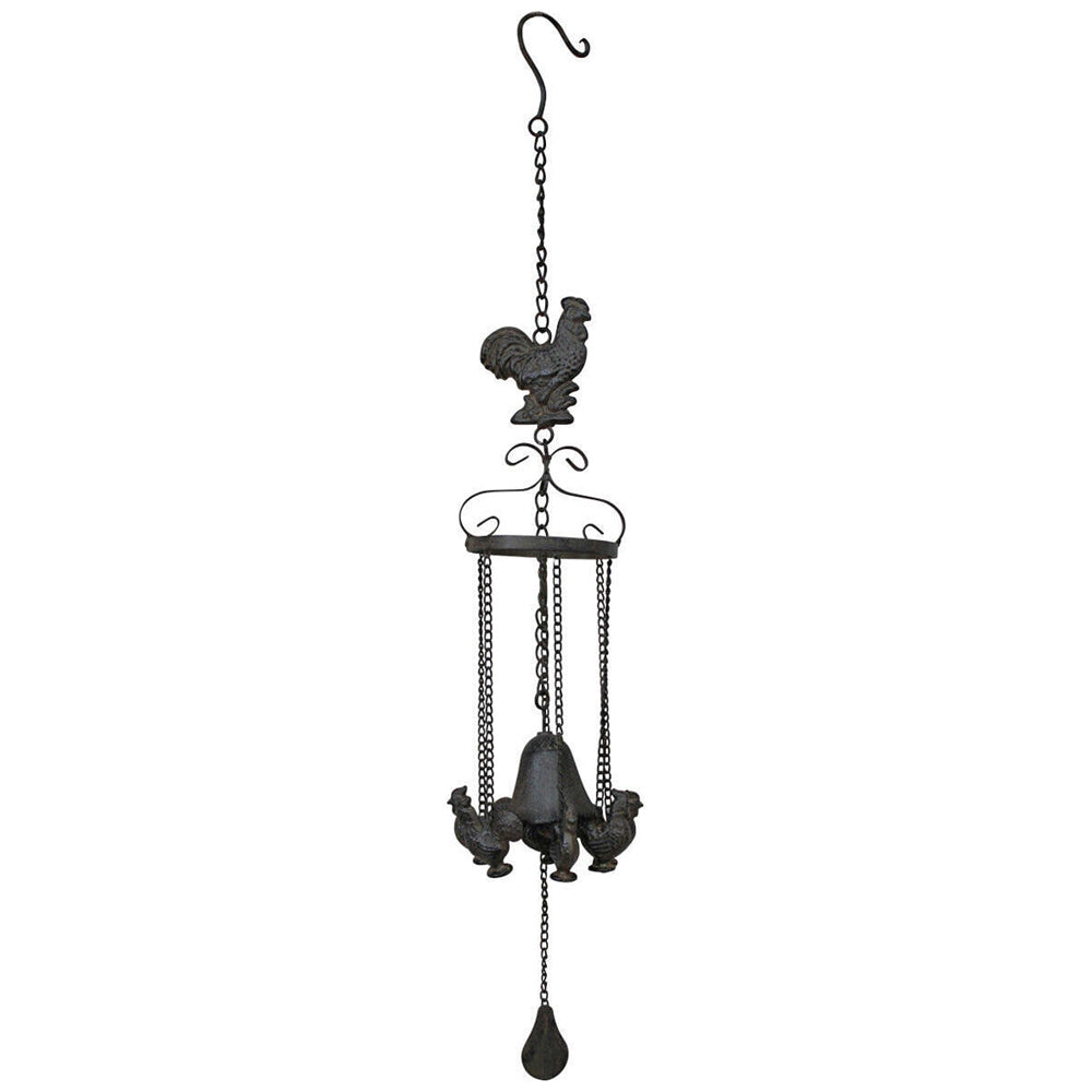 2PK LVD Metal Hanging Bell Rooster Garden/Yard Decor 80cm Black