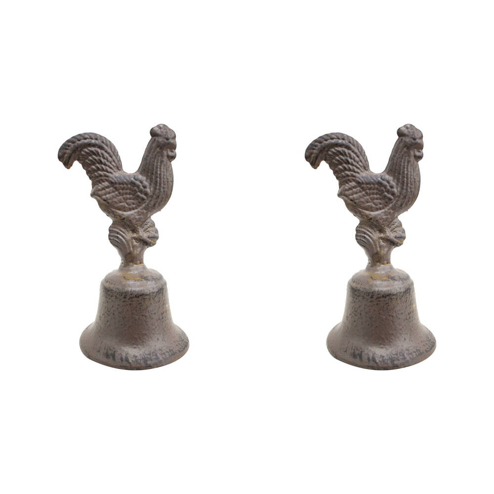 2PK LVD Bell Rooster Vintage Table/Desk Display 8x16cm - Brown