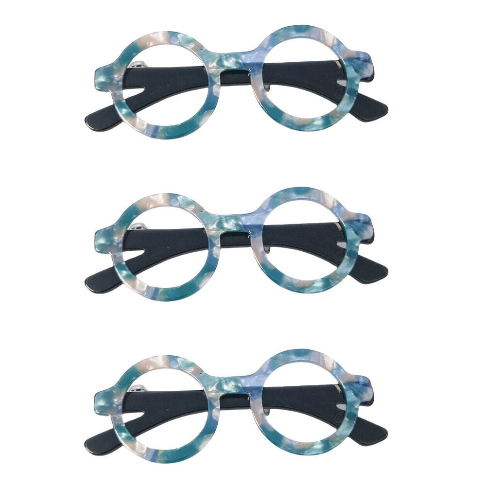 3PK Urban Resin Iris Glasses Brooch Pin Clip Women's Accessory Blue/Black