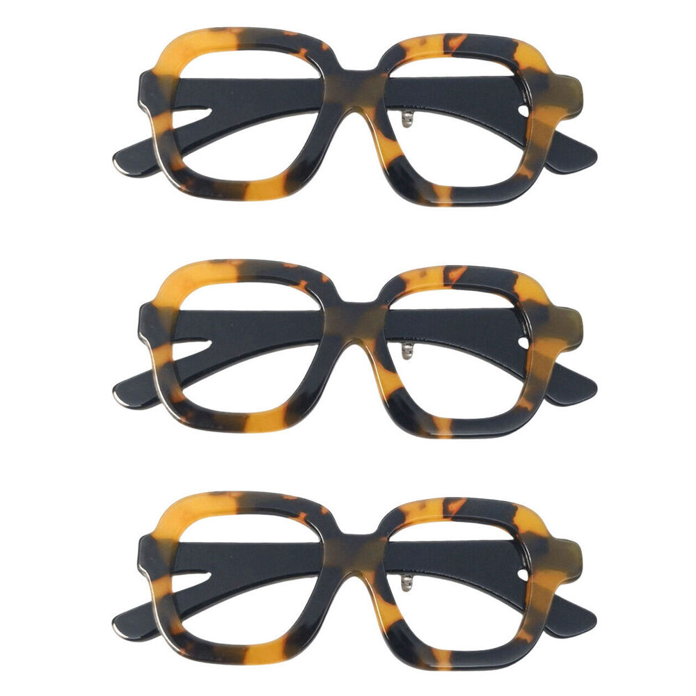 3PK Urban Resin Iris Glasses Brooch Pin Clip Accessory Tortoiseshell/Black