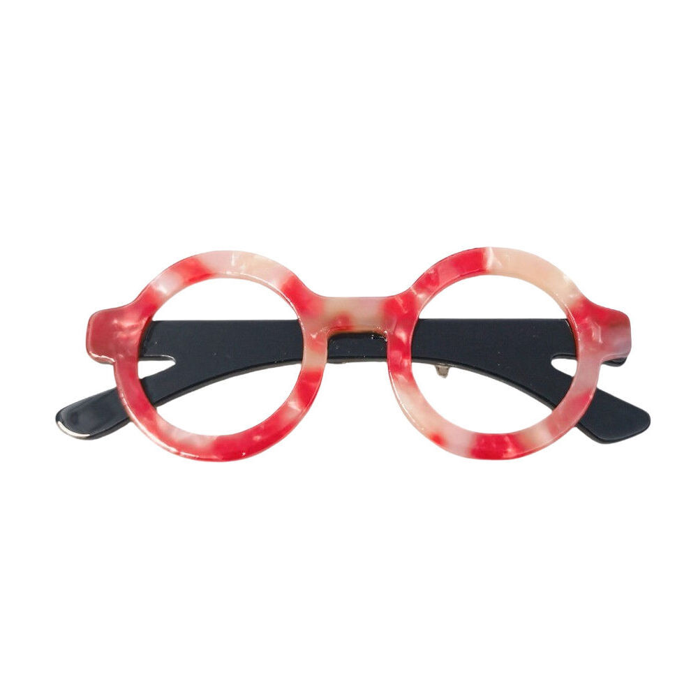 3PK Urban Resin Iris Glasses Brooch Pin Clip Women's Accessory Red/Black