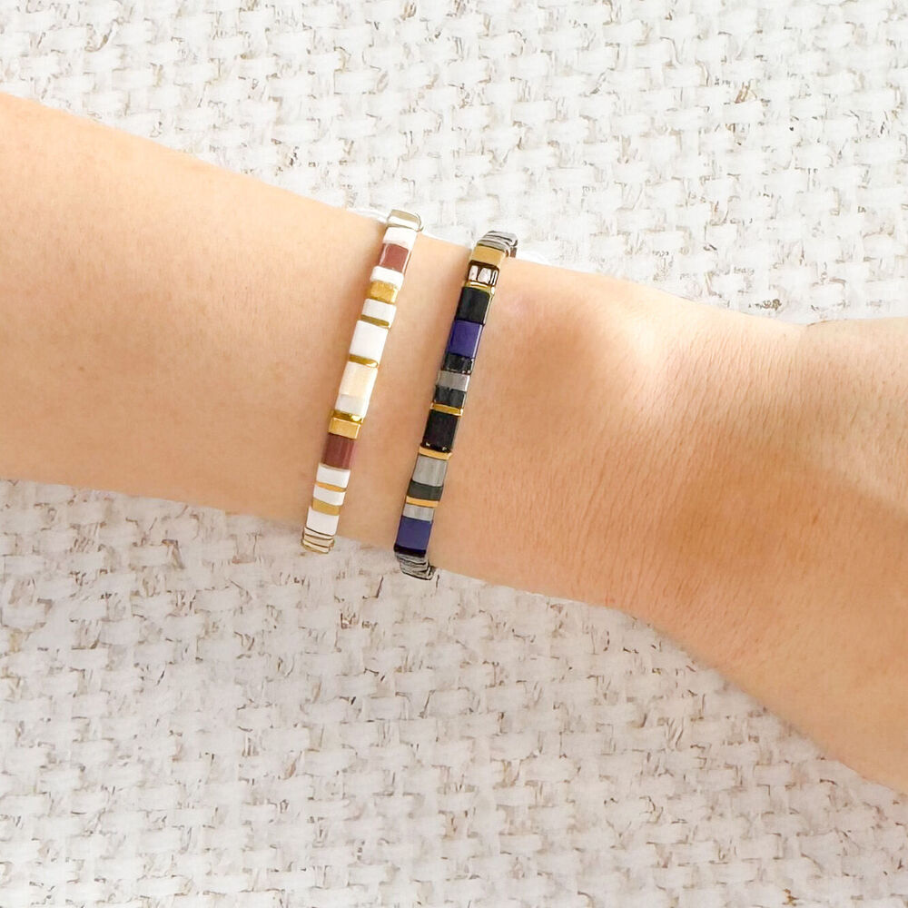 2PK Urban Acrylic Journey Stretch Bracelet Women's Jewellery 16cm Midnight/Blue