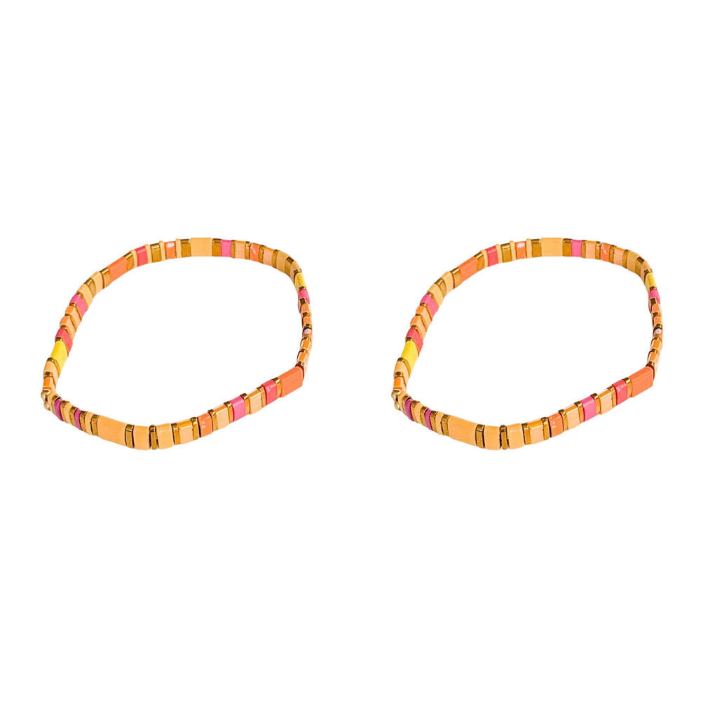 2PK Urban Acrylic Journey Stretch Bracelet Women's Jewellery 16cm Yellow/Mustard