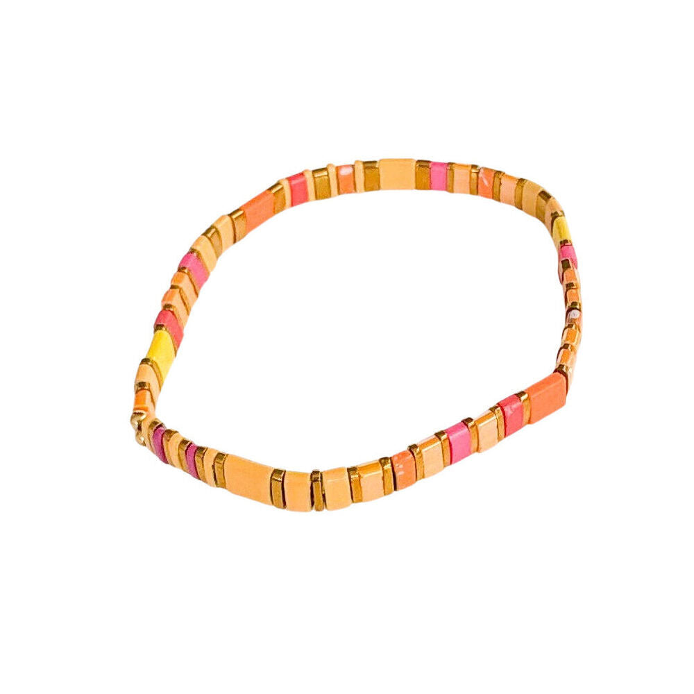 2PK Urban Acrylic Journey Stretch Bracelet Women's Jewellery 16cm Yellow/Mustard