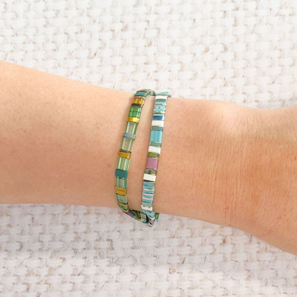 Urban Acrylic Journey Stretch Bracelet Women's Jewellery 16cm Turquoise/Gold