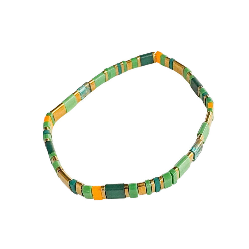 Urban Acrylic Journey Stretch Bracelet Women's Jewellery 16cm Green/Orange