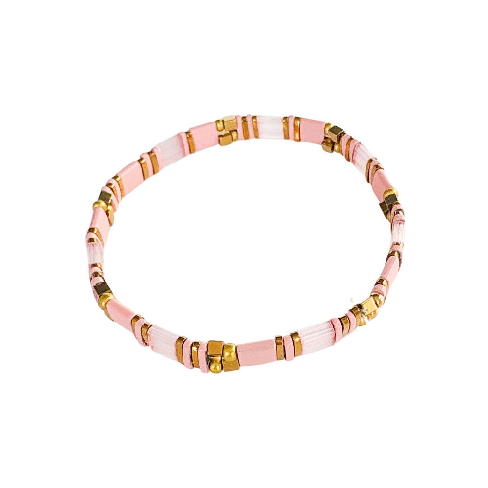 2PK Urban Acrylic Journey Stretch Bracelet Women's Jewellery 16cm Musk/Pink
