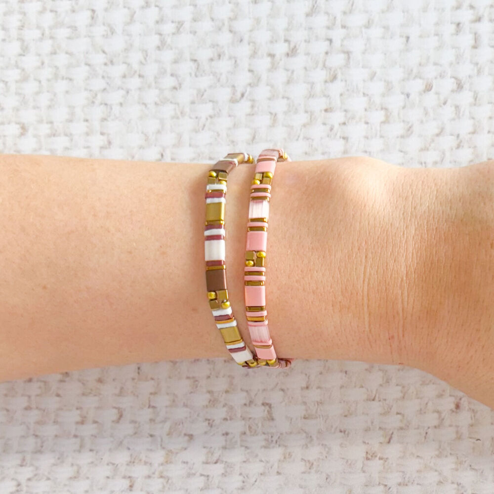Urban Acrylic Journey Stretch Bracelet Women's Jewellery 16cm Musk/Pink