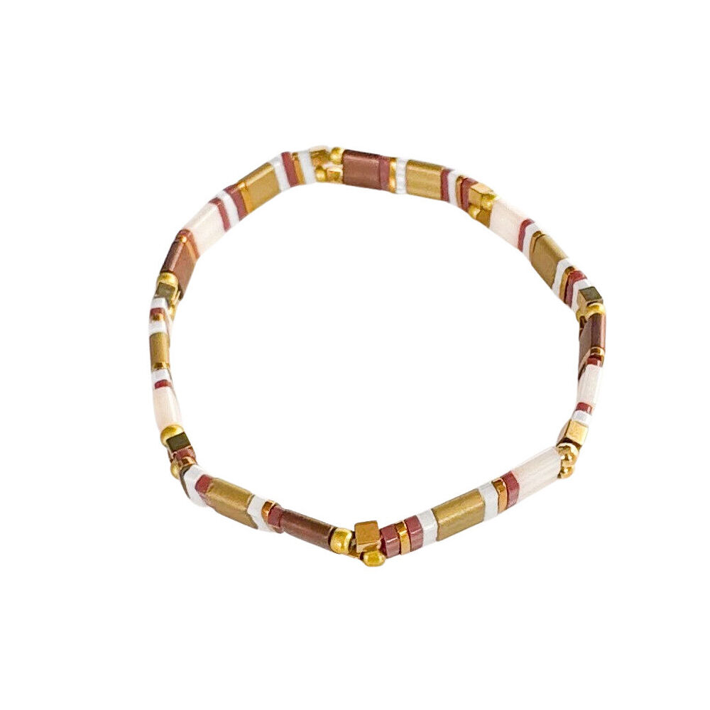 Urban Acrylic Journey Stretch Bracelet Women's Jewellery 16cm Bronze/Gold