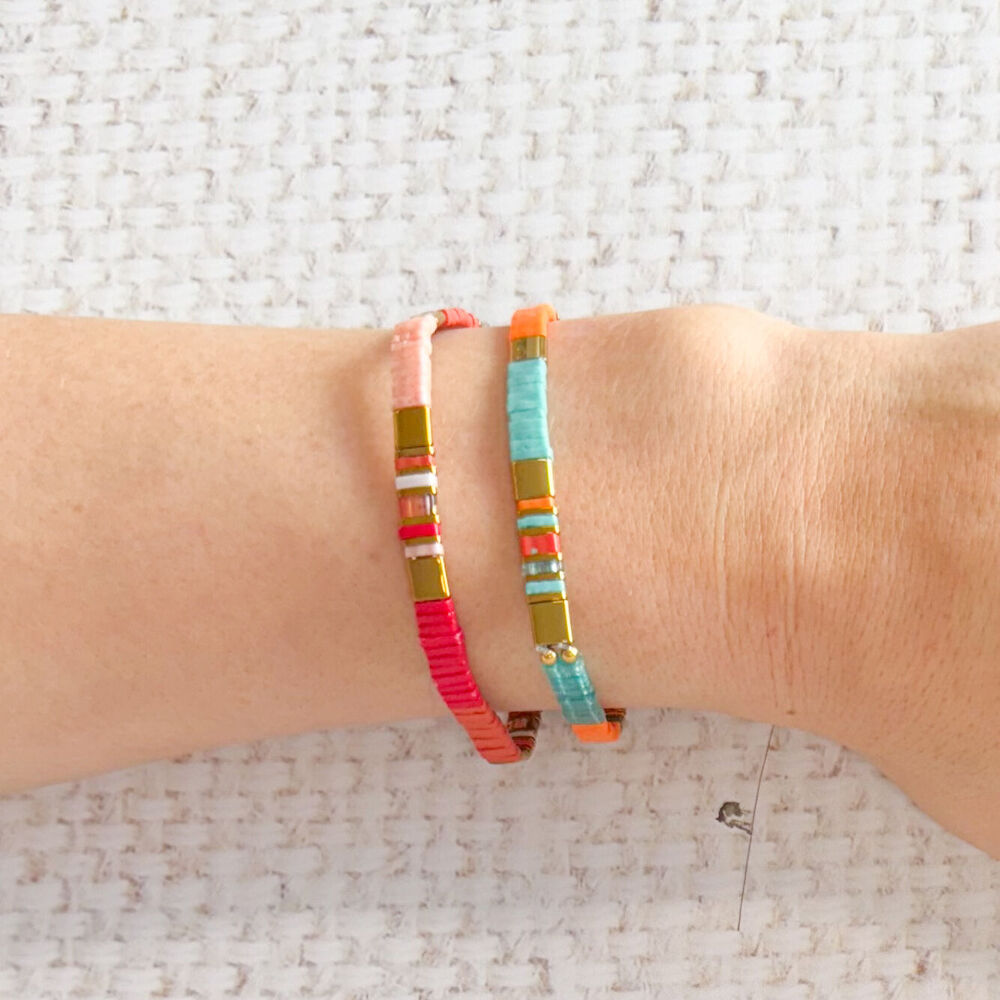 Urban Acrylic Journey Stretch Bracelet Women's Jewellery 16cm Turquoise/Gold