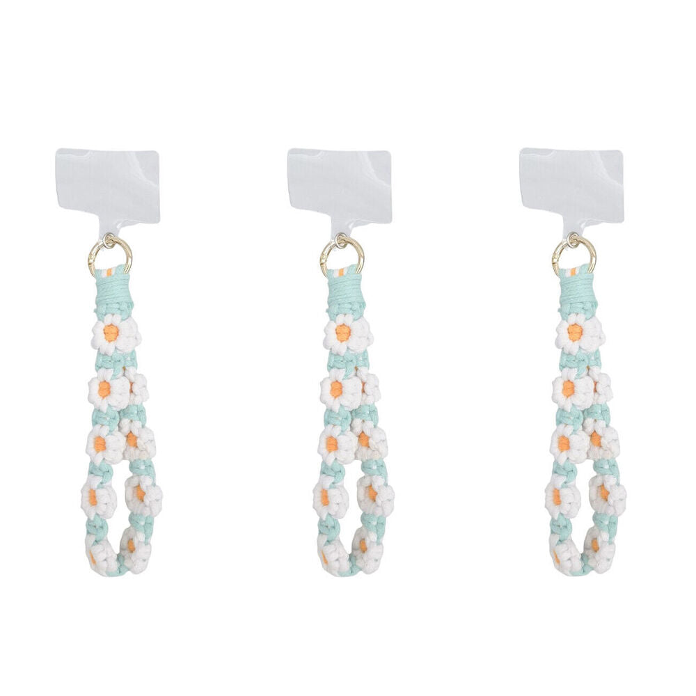 3PK Urban Daisy Universal Phone Wrist Strap Cord Accessory Aqua/White
