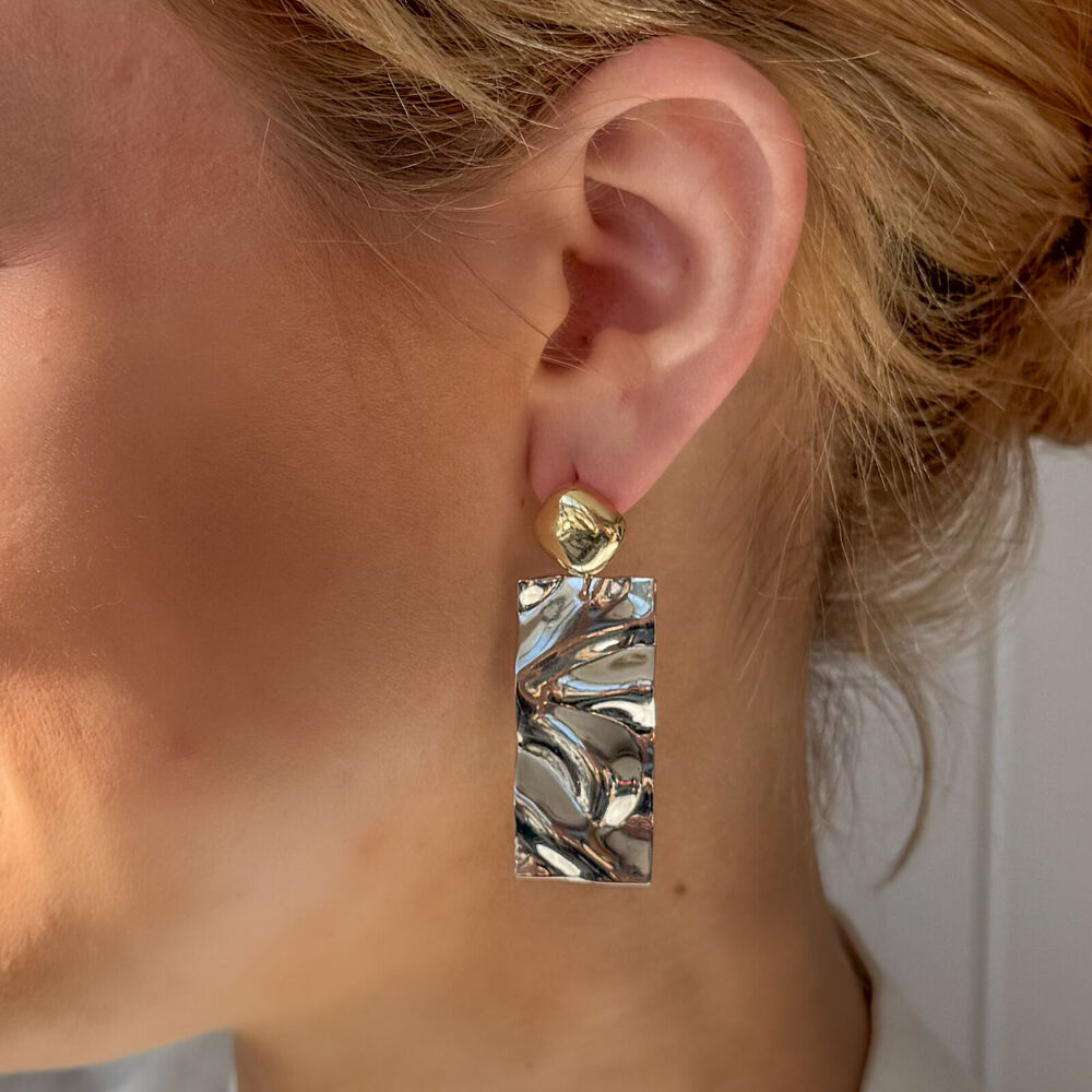 2pc Urban Zanzibar Press Earrings Pair Women's Jewellery Silver/Gold