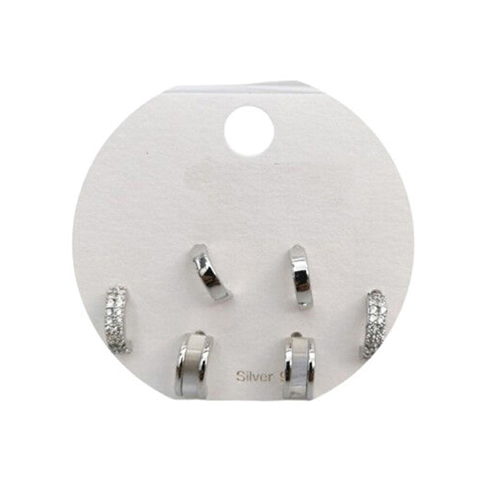 6pc Urban Petite Crystal Earrings Trio Set Women's Jewellery Silver