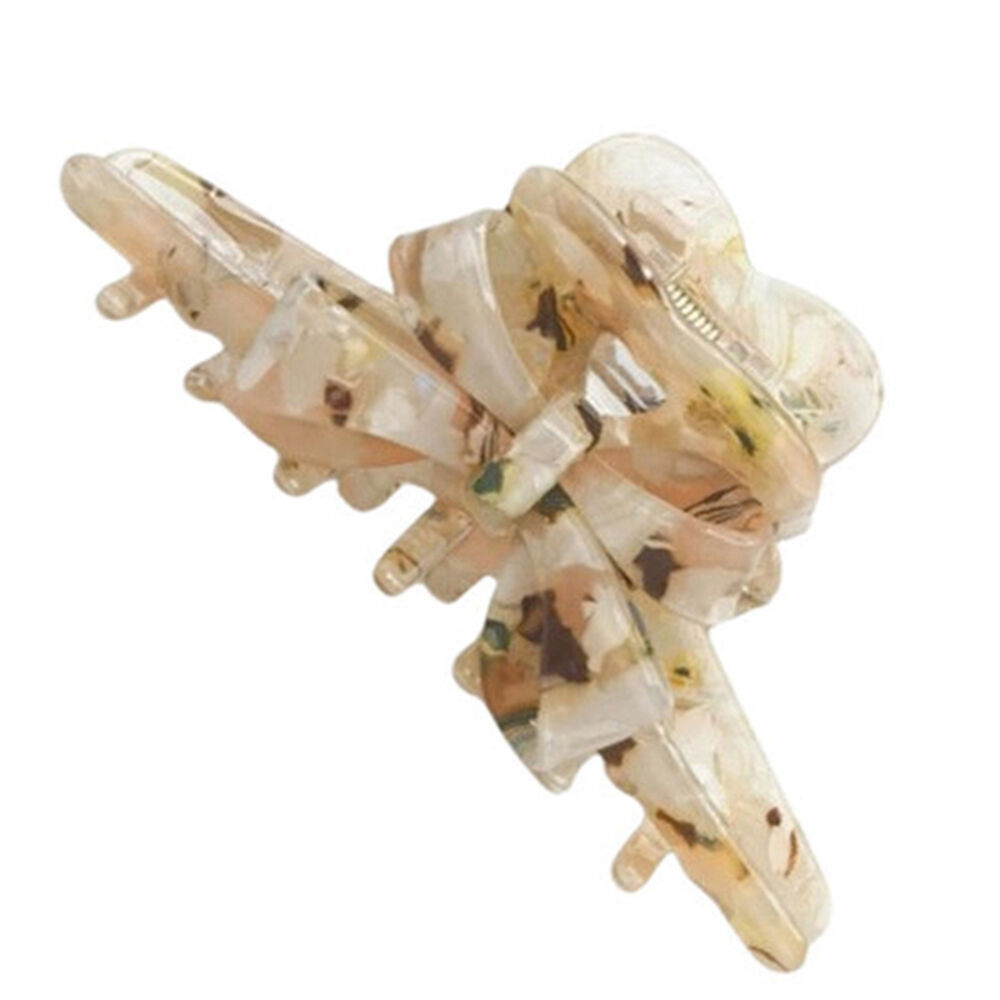 2PK Urban Acrylic Marble Bow Claw Clip Women's Hair Accessory Green/Beige