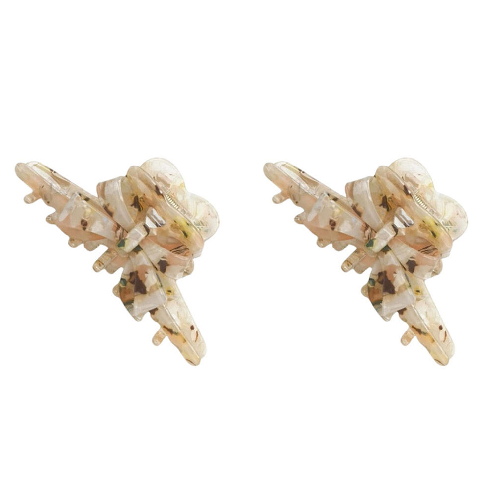 2PK Urban Acrylic Marble Bow Claw Clip Women's Hair Accessory Green/Beige