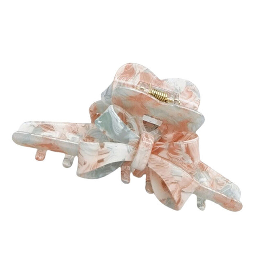 Urban Acrylic Marble Bow Claw Clip Women's Hair Accessory Pink