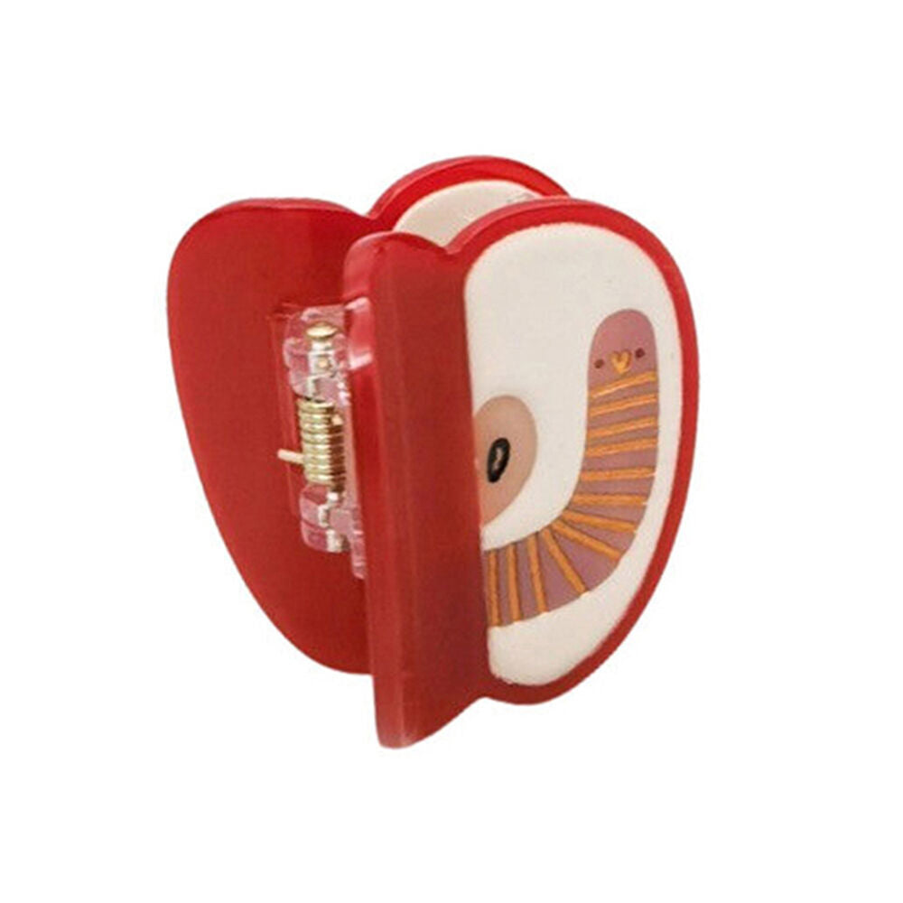 3PK Urban Acrylic Apple and Worm Claw Clip Women's Hair Accessory Red
