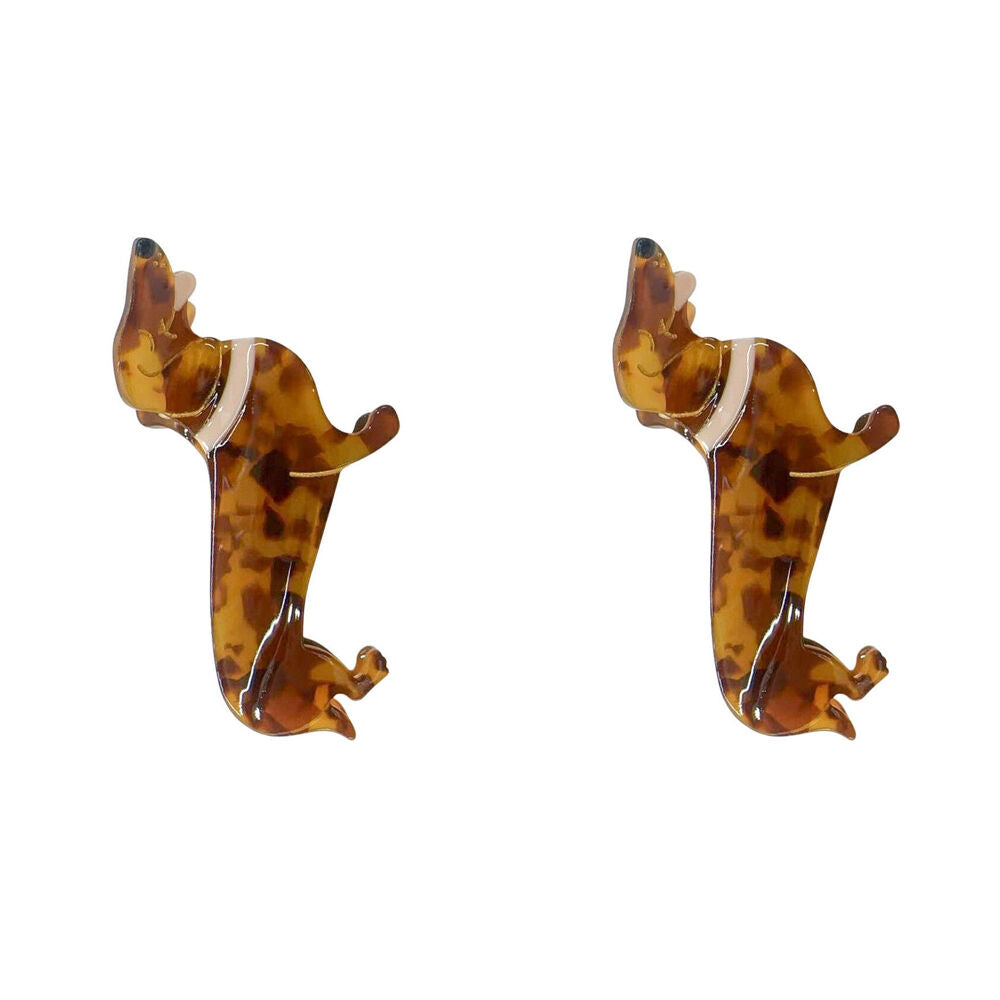 2PK Urban Acrylic Sausage Dog Claw Clip Women's Hair Accessory Tortoiseshell