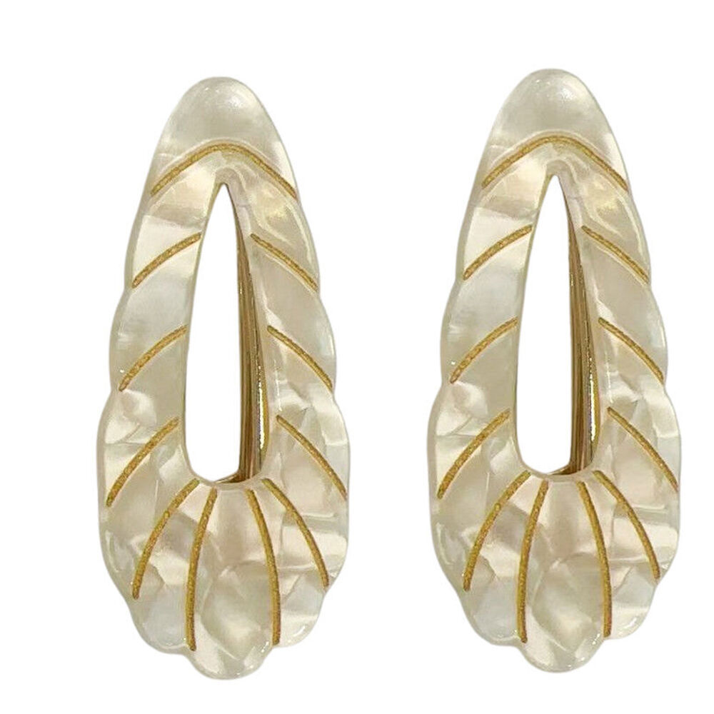3x 2pc Urban Acrylic Tortoiseshell Wave Hair Clip Set Women's Accessory Cream