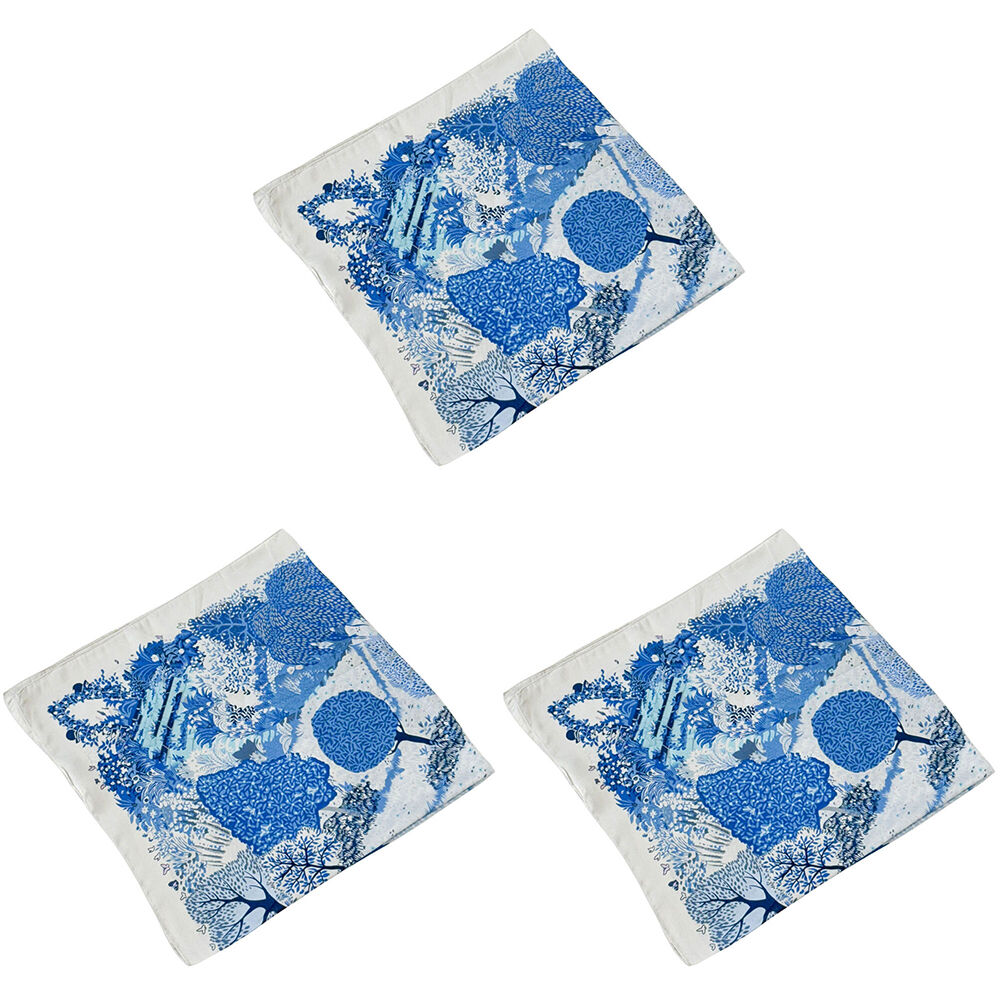 3PK Urban Forest Mini Square Silk-Feel Scarf Women's Accessory 70x70cm Pale/Blue
