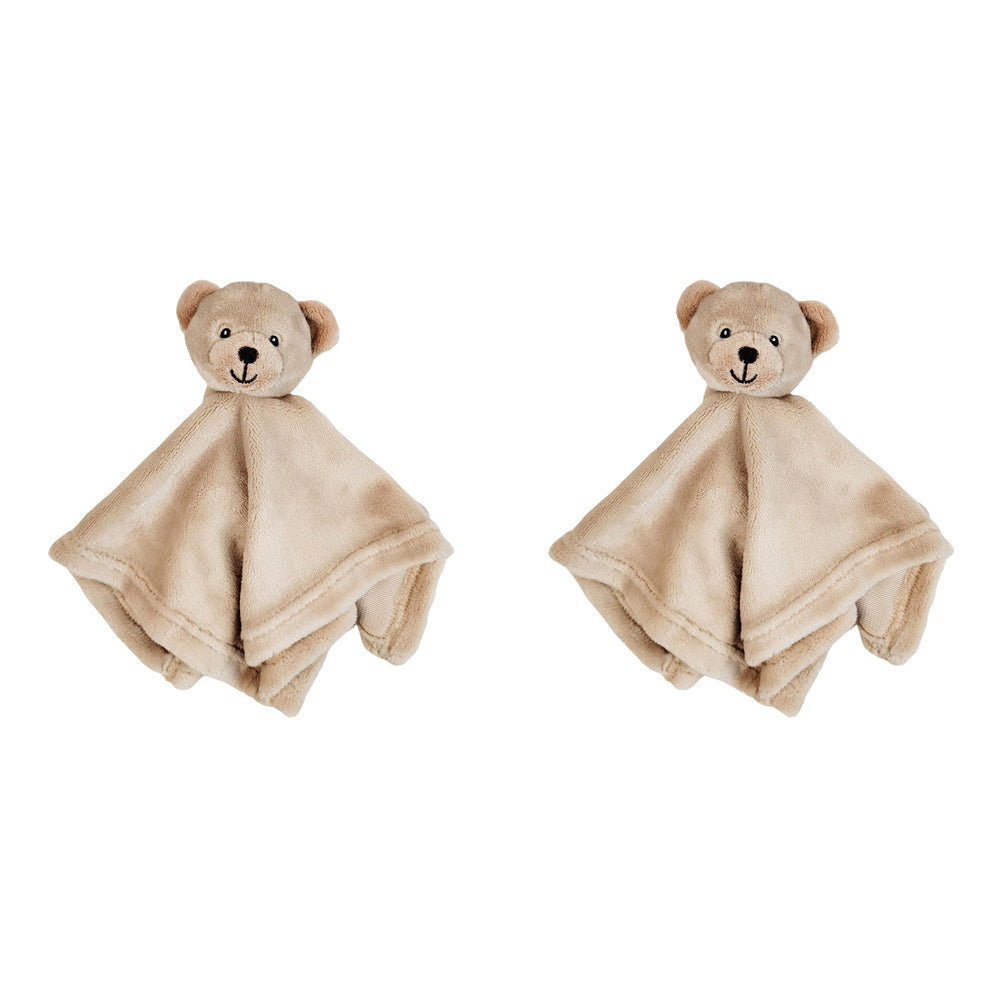2x Urban Bear 31x31cm Comforter Baby/Infant Blanket w/ Plush Toy - Beige