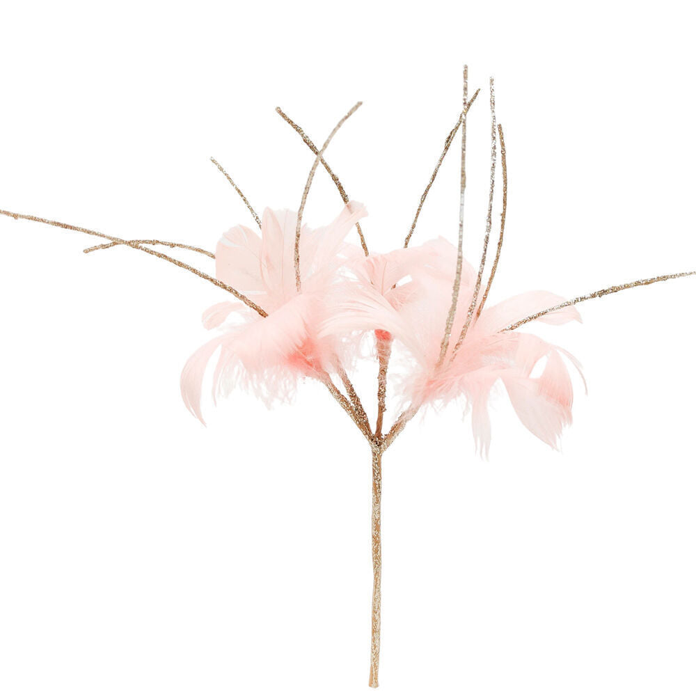 8PK Urban Elegant Feather Pick Clip Christmas Decoration 24cm Blush
