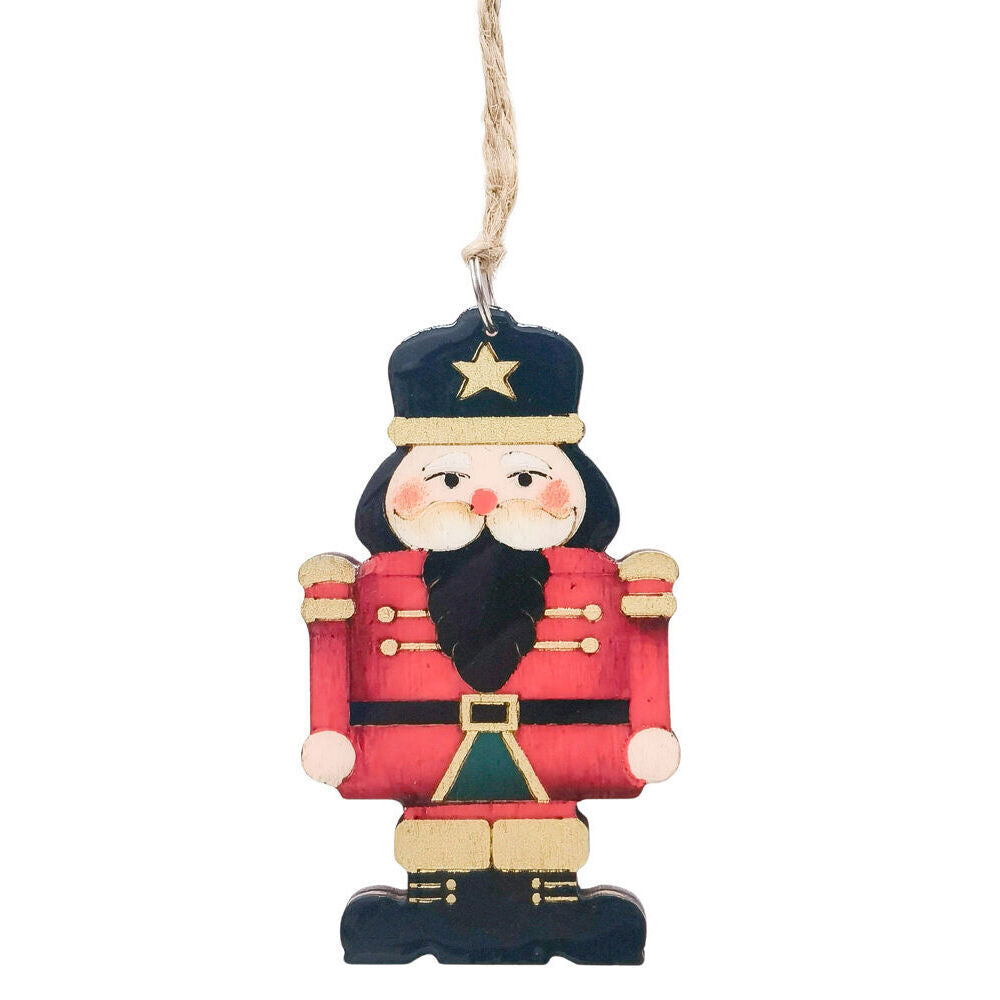 8PK Urban Wood/Resin Nutcracker Hanging Christmas Decor 9cm Red/Green Assorted