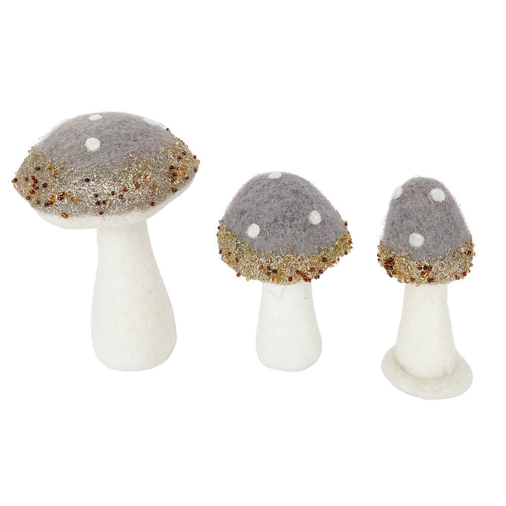 8PK Urban Christmas Toadstool Decoration 14.5cm Grey/White Assorted