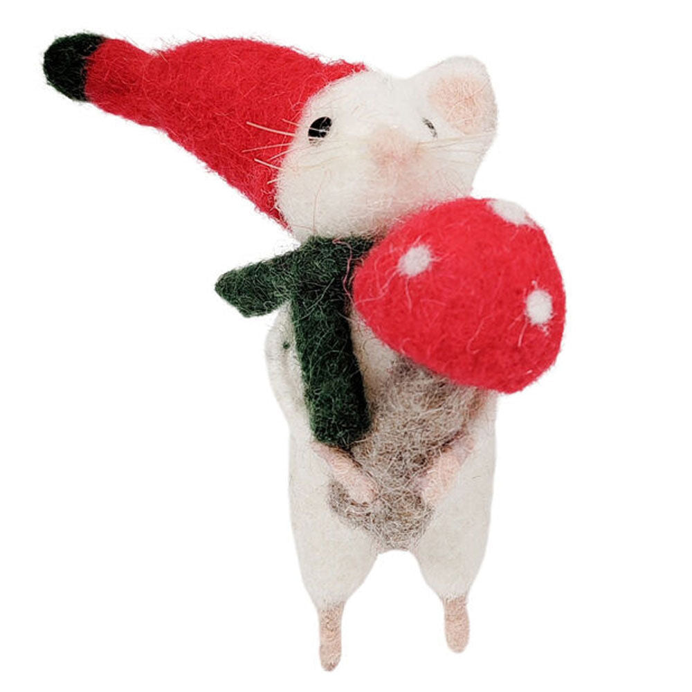 3PK Urban Snowy Christmas Mouse w/ Toadstool Tree Decor 11cm White/Red Assorted