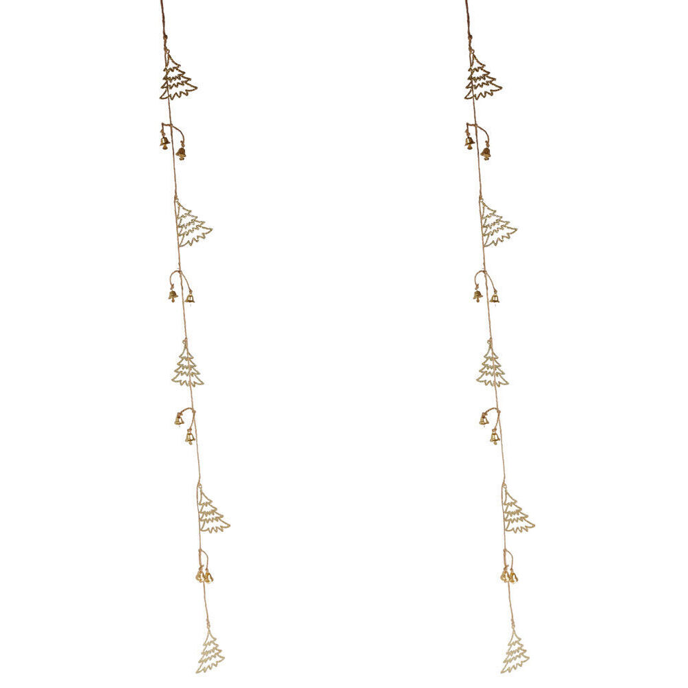 2PK Urban Metal Glitter Tree Garland Christmas Decorations 120cm Gold