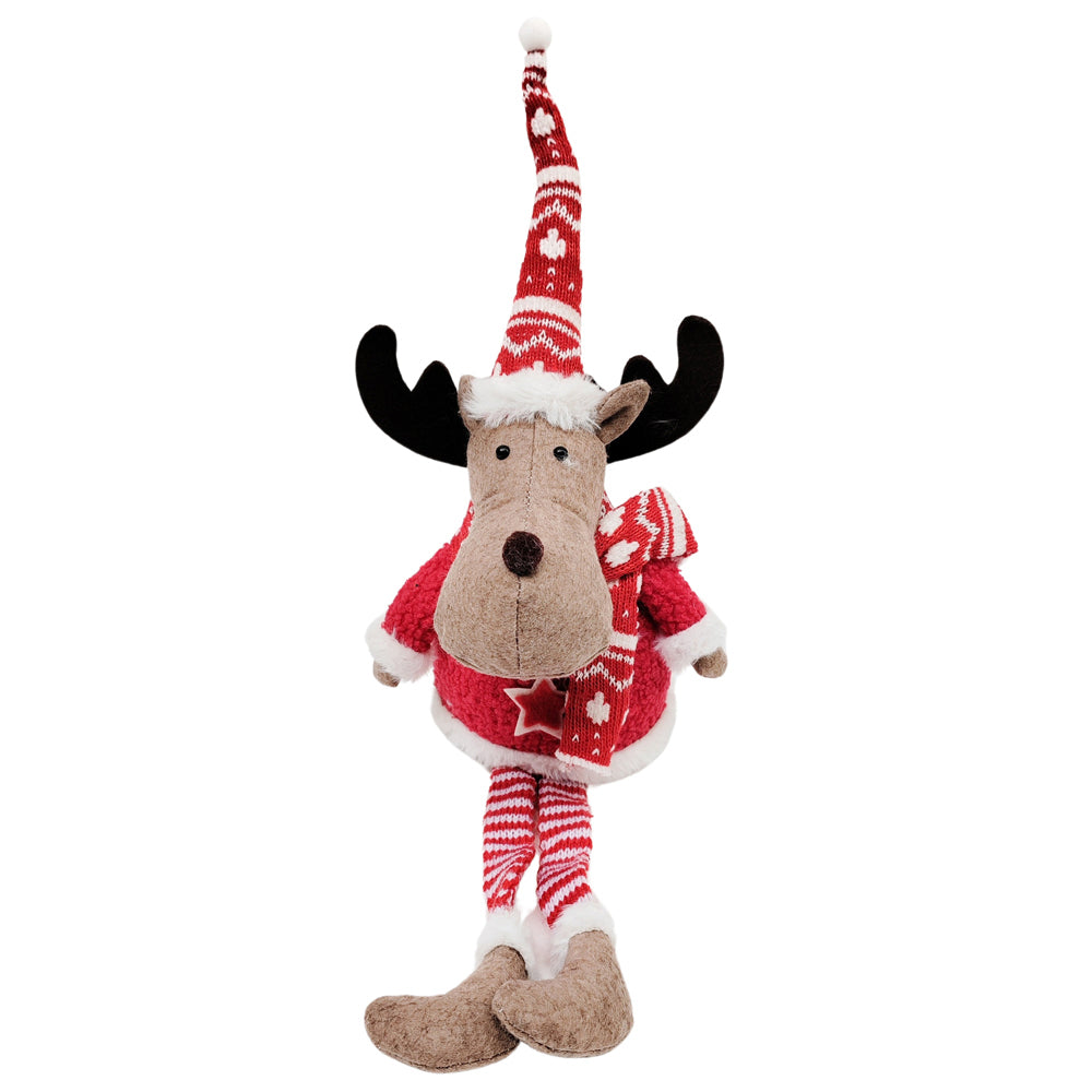 Urban Reindeer Sitting Decoration Red 48cm Decorative Seasonal Decor