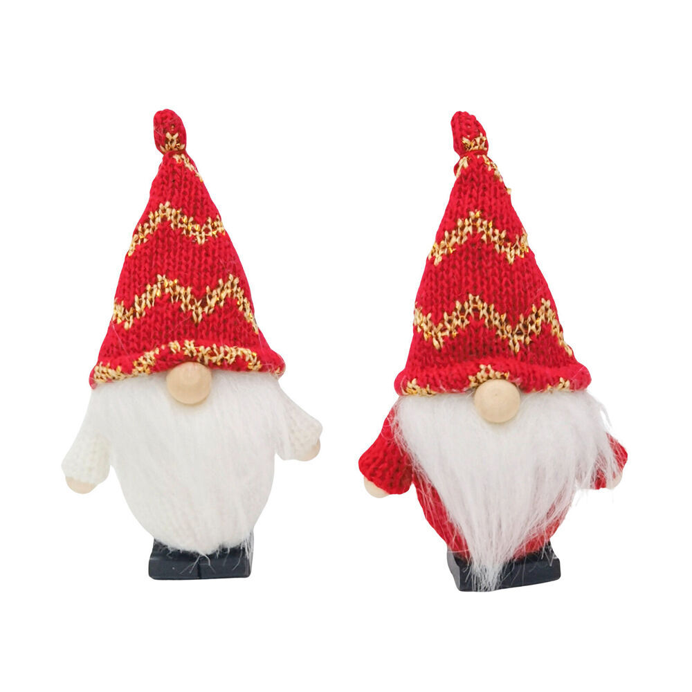 8PK Urban Knit Tomte Hanging Christmas Decoration 10cm Red/White Assorted