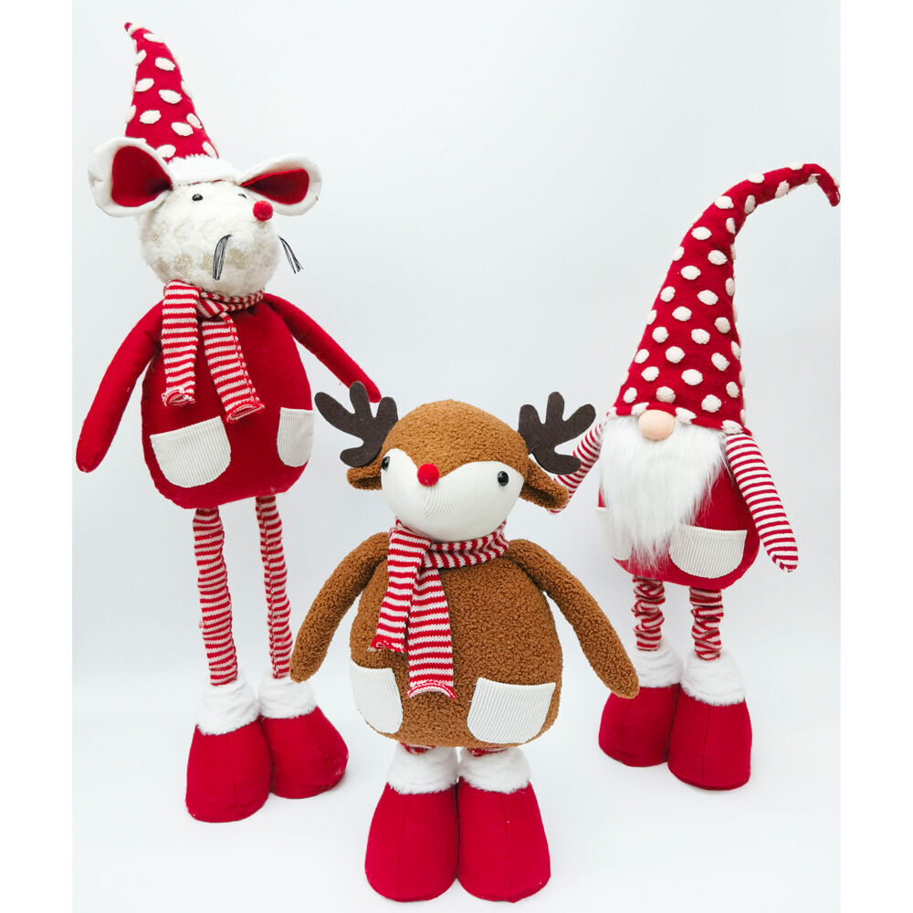 Urban Mouse with Pockets Standing Christmas Decoration 1m Red/White