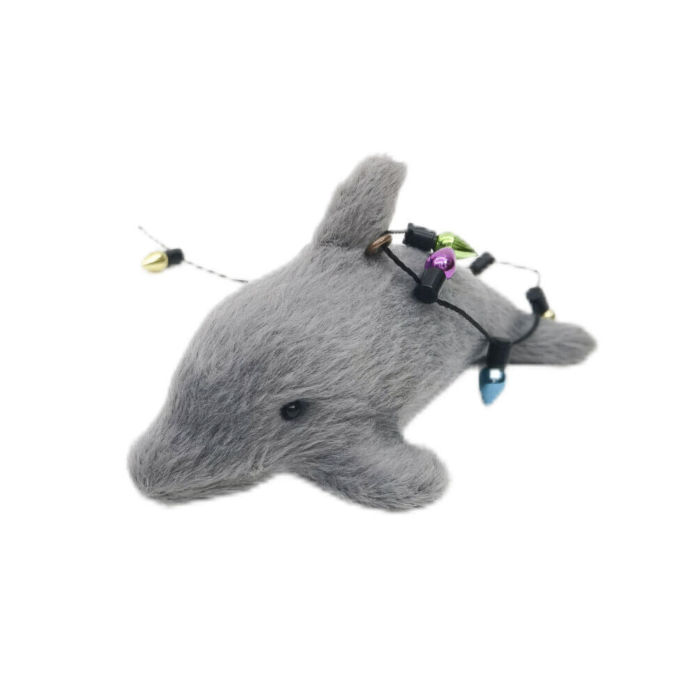 4PK Urban Furry Dolphin Hanging Christmas Tree Decoration 11cm Grey