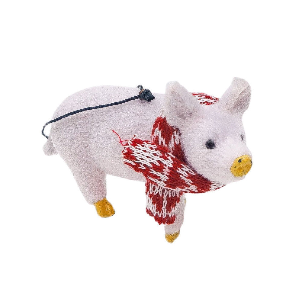 4PK Urban Furry Pig Hanging Christmas Tree Decoration Ornament 10cm Pink